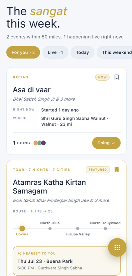 SangatNow explore feed