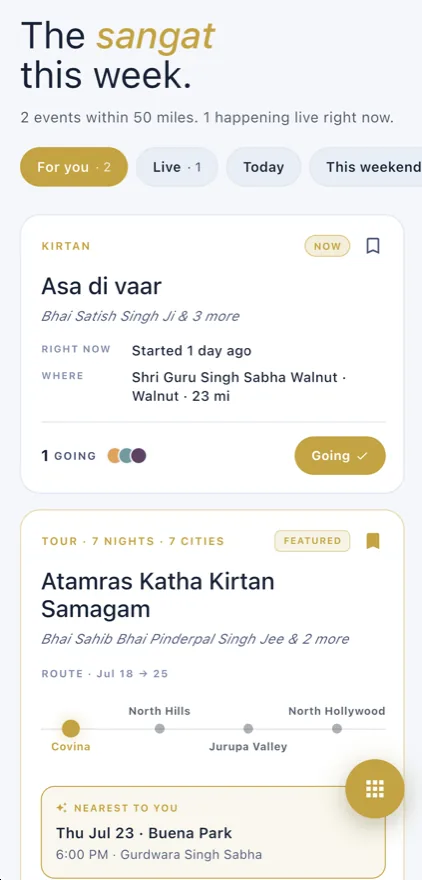SangatNow explore feed